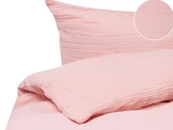 Set Copripiumino SUMNER Mussola di cotone 220 x 240 cm Rosa pastello