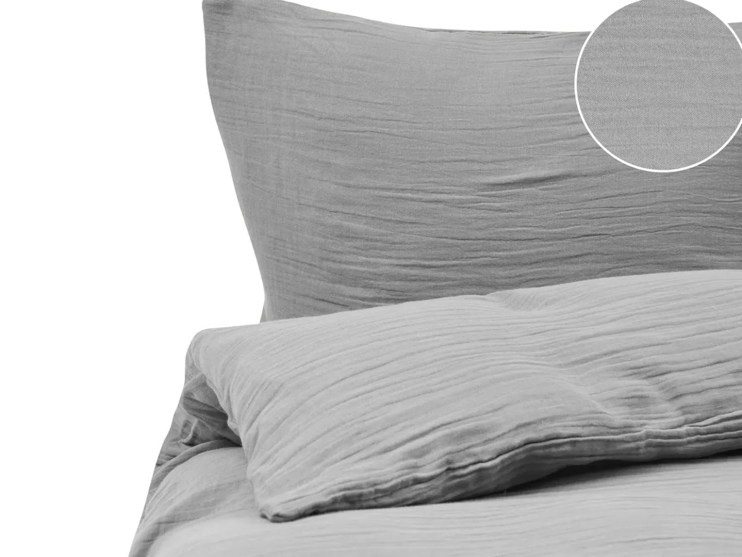 Set Copripiumino SUMNER Mussola di cotone 220 x 240 cm Grigio chiaro