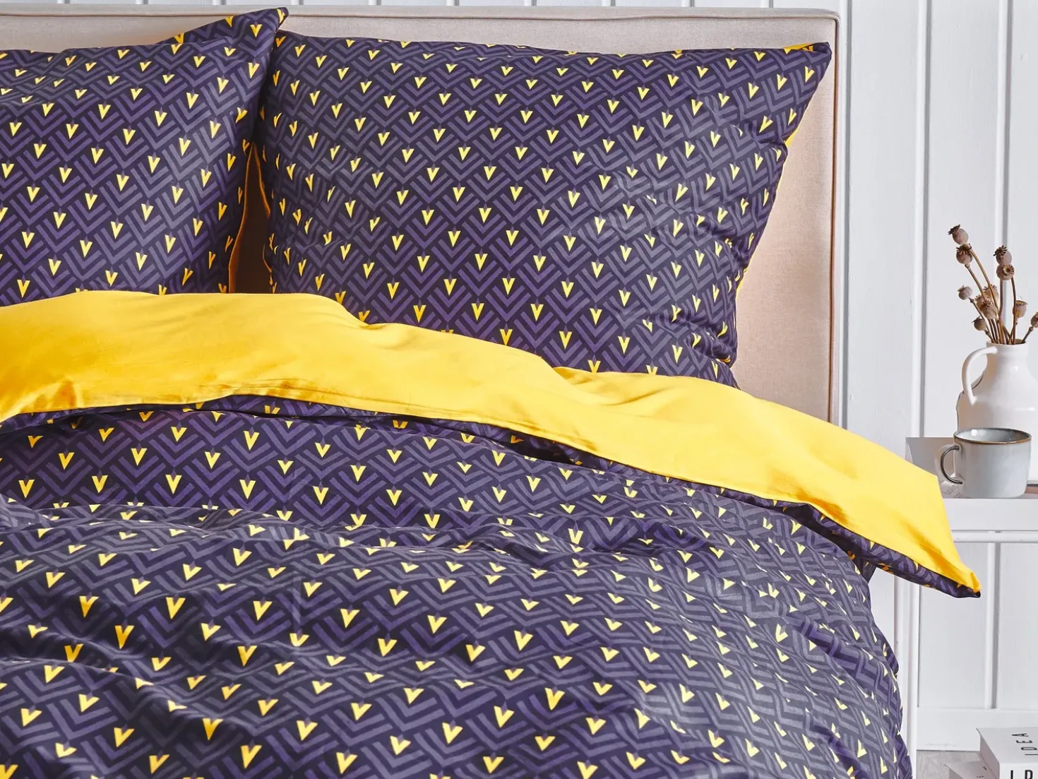 Set Copripiumino WALLINGFORD Raso di Cotone 135 x 200 cm Blu
