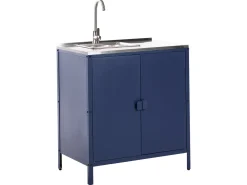 Set cucina da esterno 3 elementi con lavello VILAMA Metallo Blu