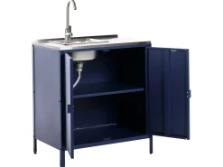 Set cucina da esterno 3 elementi con lavello VILAMA Metallo Blu