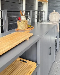 Set cucina da esterno 4 elementi con lavello VIGGIANO Metallo Grigio