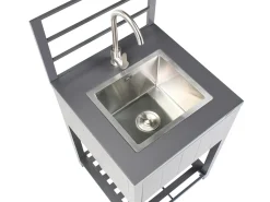 Set cucina da esterno 4 elementi con lavello VIGGIANO Metallo Grigio