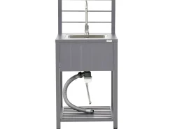 Set cucina da esterno 4 elementi con lavello VIGGIANO Metallo Grigio