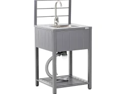 Set cucina da esterno 4 elementi con lavello VIGGIANO Metallo Grigio
