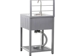 Set cucina da esterno 4 elementi con lavello VIGGIANO Metallo Grigio