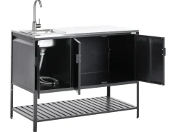 Set cucina da esterno 2 elementi con lavello MAENZA Metallo Nero