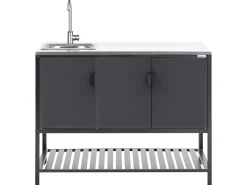 Set cucina da esterno 2 elementi con lavello MAENZA Metallo Nero