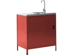 Set cucina da esterno 3 elementi con lavello VILAMA Metallo Rosso