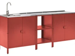 Set cucina da esterno 3 elementi con lavello VILAMA Metallo Rosso