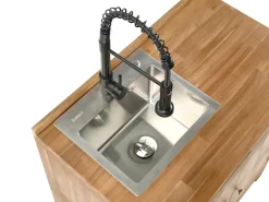 Set cucina da esterno 3 elementi con lavello VENOSA Legno d'acacia Marrone/Nero