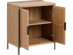 Set cucina da esterno 3 elementi con lavello IVREA Legno di acacia certificato Marrone/Argento