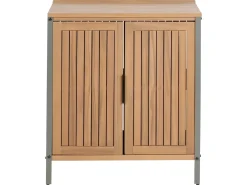 Set cucina da esterno 3 elementi con lavello IVREA Legno di acacia certificato Marrone/Argento