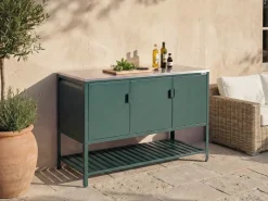 Set cucina da esterno 2 elementi con lavello MAENZA Metallo Verde