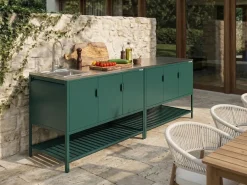 Set cucina da esterno 2 elementi con lavello MAENZA Metallo Verde