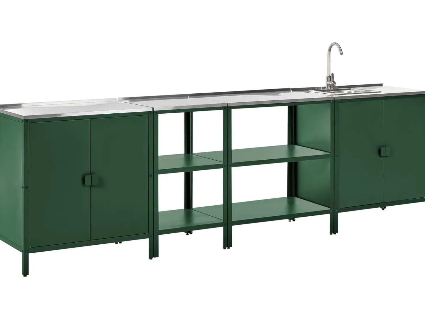 Set cucina da esterno 4 elementi con lavello VILAMA Metallo Verde