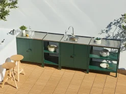 Set cucina da esterno 4 elementi con lavello VILAMA Metallo Verde