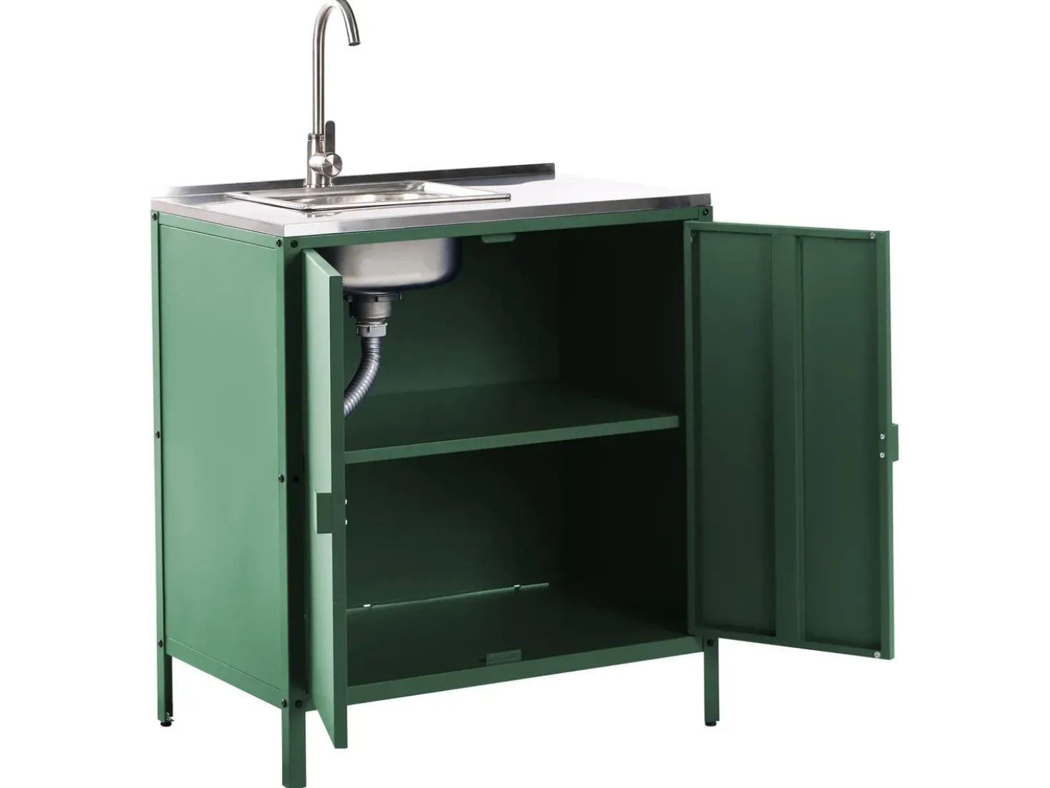 Set cucina da esterno 4 elementi con lavello VILAMA Metallo Verde