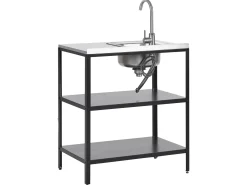 Set cucina da esterno 4 elementi con lavello VILAMA Metallo Nero