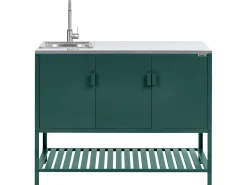 Set cucina da esterno 3 elementi con lavello MAENZA Metallo Verde