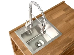 Set cucina da esterno 3 elementi con lavello VENOSA Legno d'acacia Marrone/Argento