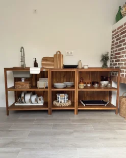 Set cucina da esterno 3 elementi con lavello VENOSA Legno d'acacia Marrone/Argento