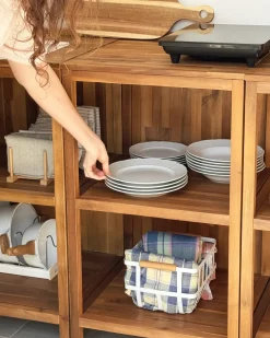 Set cucina da esterno 3 elementi con lavello VENOSA Legno d'acacia Marrone/Argento