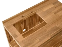 Set cucina da esterno 3 elementi con lavello VENOSA Legno d'acacia Marrone/Argento