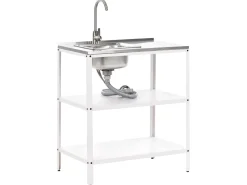 Set cucina da esterno 3 elementi con lavello VILAMA Metallo Bianco