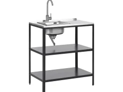 Set cucina da esterno 2 elementi con lavello VILAMA Metallo Nero