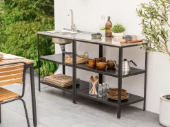 Set cucina da esterno 2 elementi con lavello VILAMA Metallo Nero