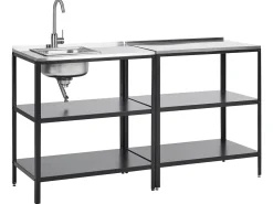 Set cucina da esterno 2 elementi con lavello VILAMA Metallo Nero