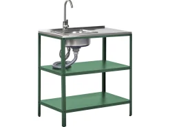 Set cucina da esterno 3 elementi con lavello VILAMA Metallo Verde
