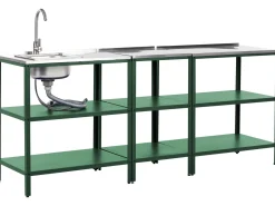 Set cucina da esterno 3 elementi con lavello VILAMA Metallo Verde
