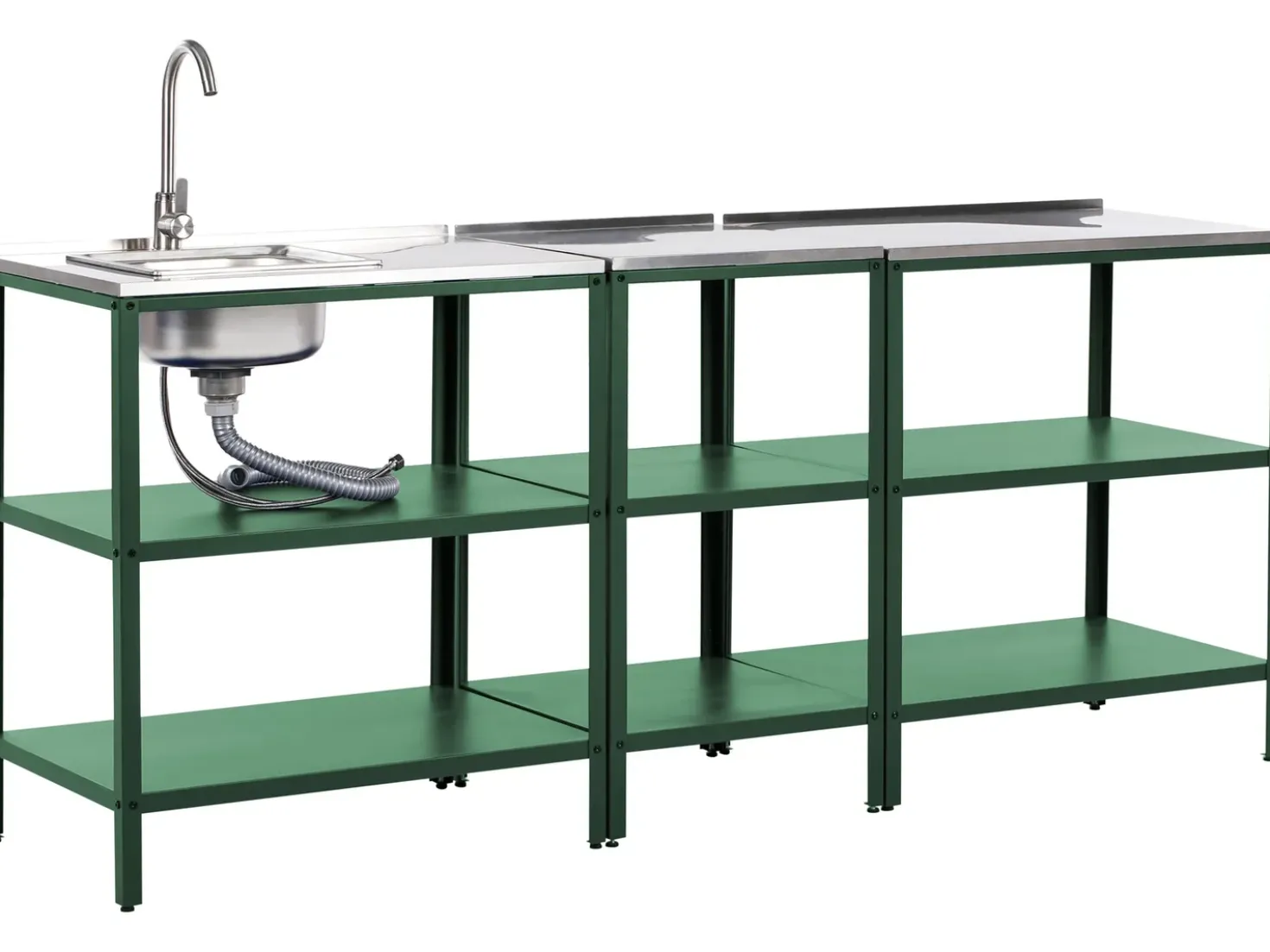 Set cucina da esterno 3 elementi con lavello VILAMA Metallo Verde