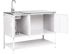Set cucina da esterno 2 elementi con lavello MAENZA Metallo Bianco