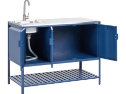 Set cucina da esterno 2 elementi con lavello MAENZA Metallo Blu