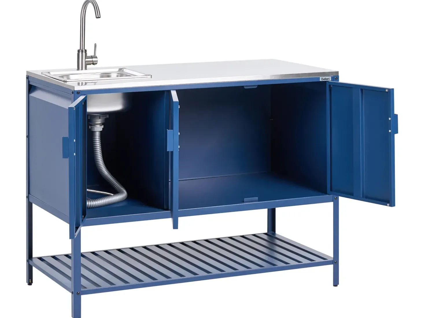 Set cucina da esterno 2 elementi con lavello MAENZA Metallo Blu