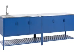 Set cucina da esterno 2 elementi con lavello MAENZA Metallo Blu
