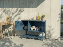 Set cucina da esterno 2 elementi con lavello MAENZA Metallo Blu