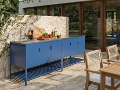 Set cucina da esterno 2 elementi con lavello MAENZA Metallo Blu