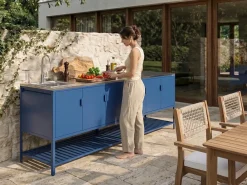 Set cucina da esterno 2 elementi con lavello MAENZA Metallo Blu