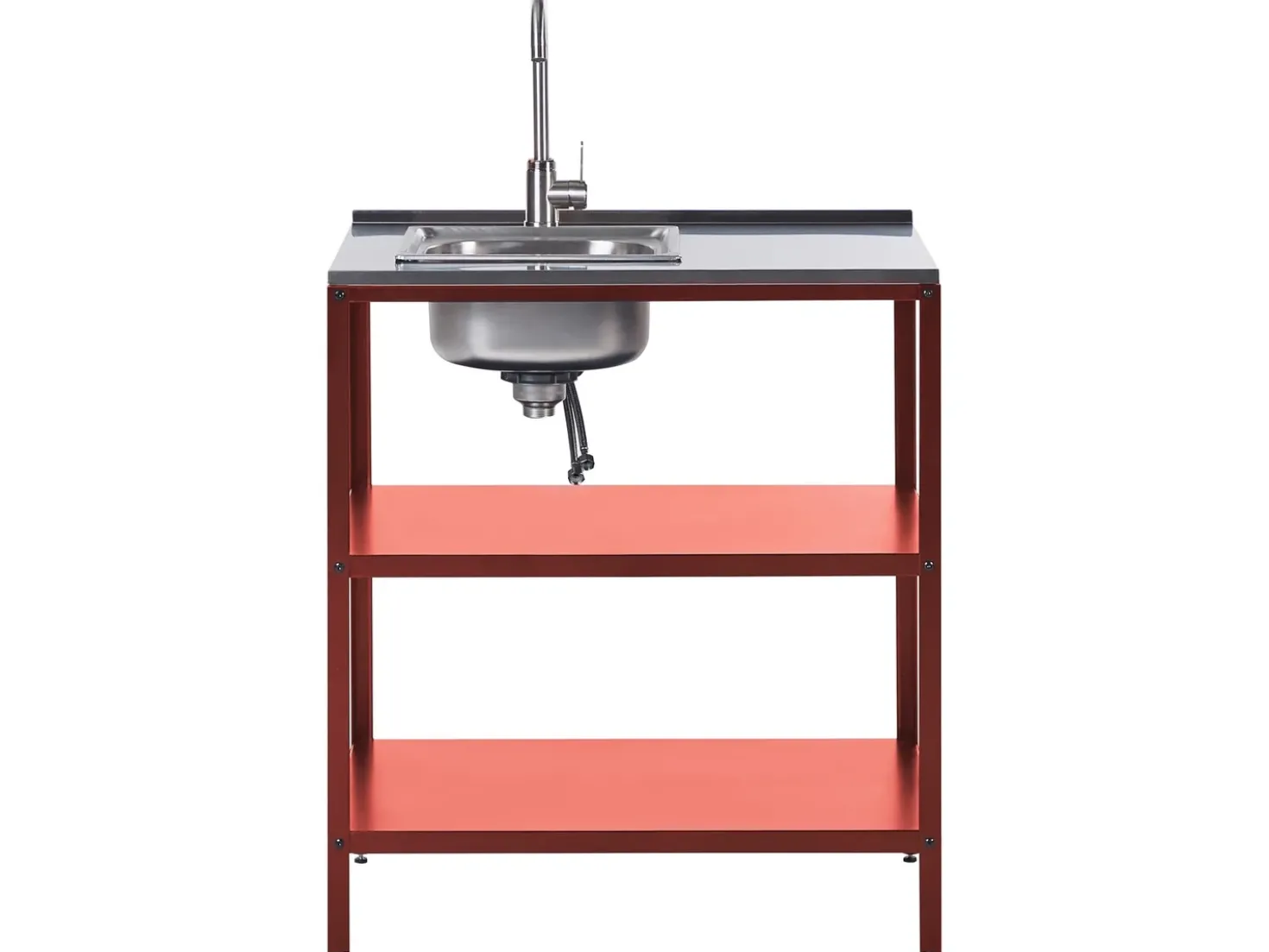 Set cucina da esterno 2 elementi con lavello VILAMA Metallo Rosso