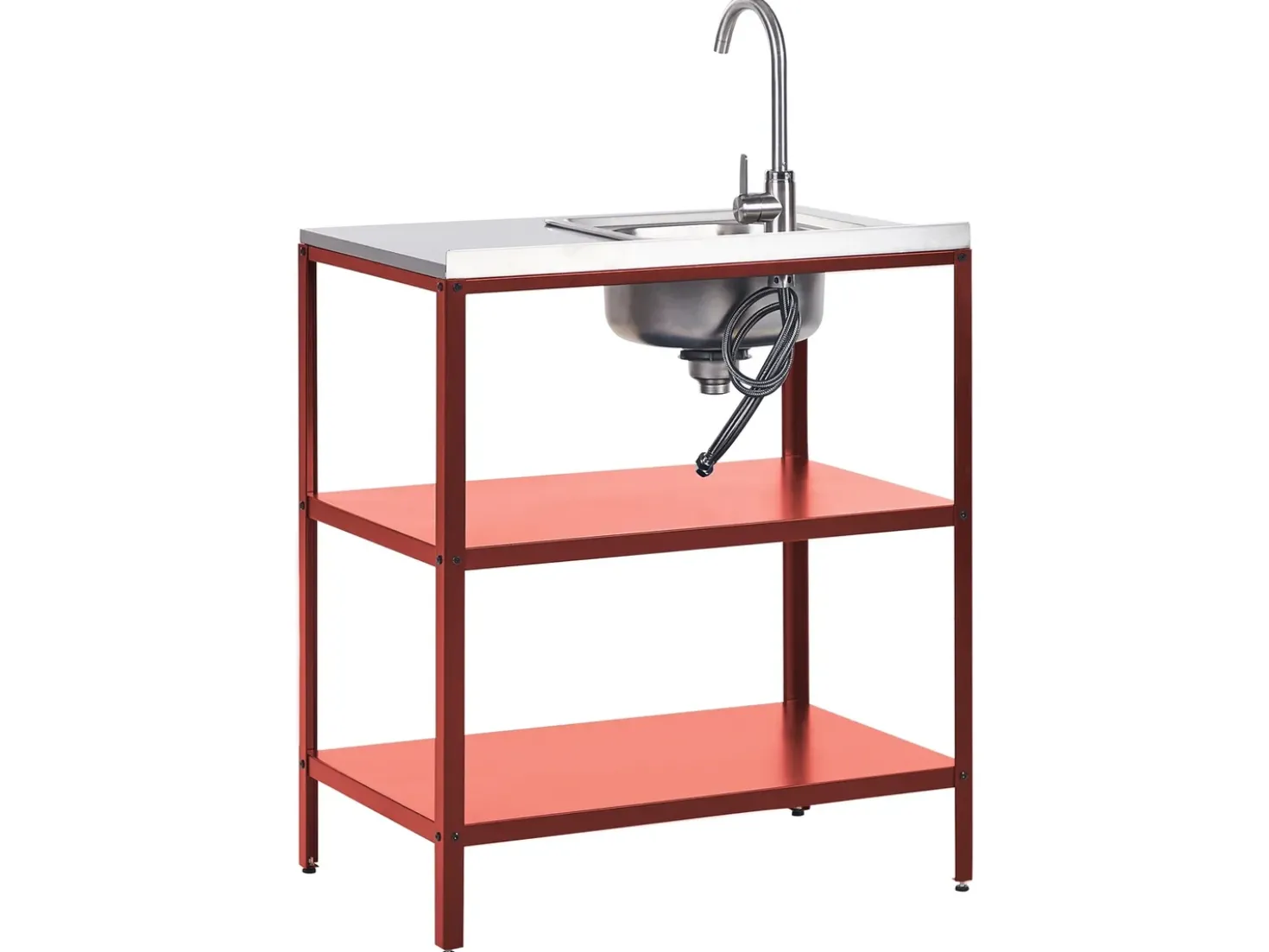 Set cucina da esterno 2 elementi con lavello VILAMA Metallo Rosso