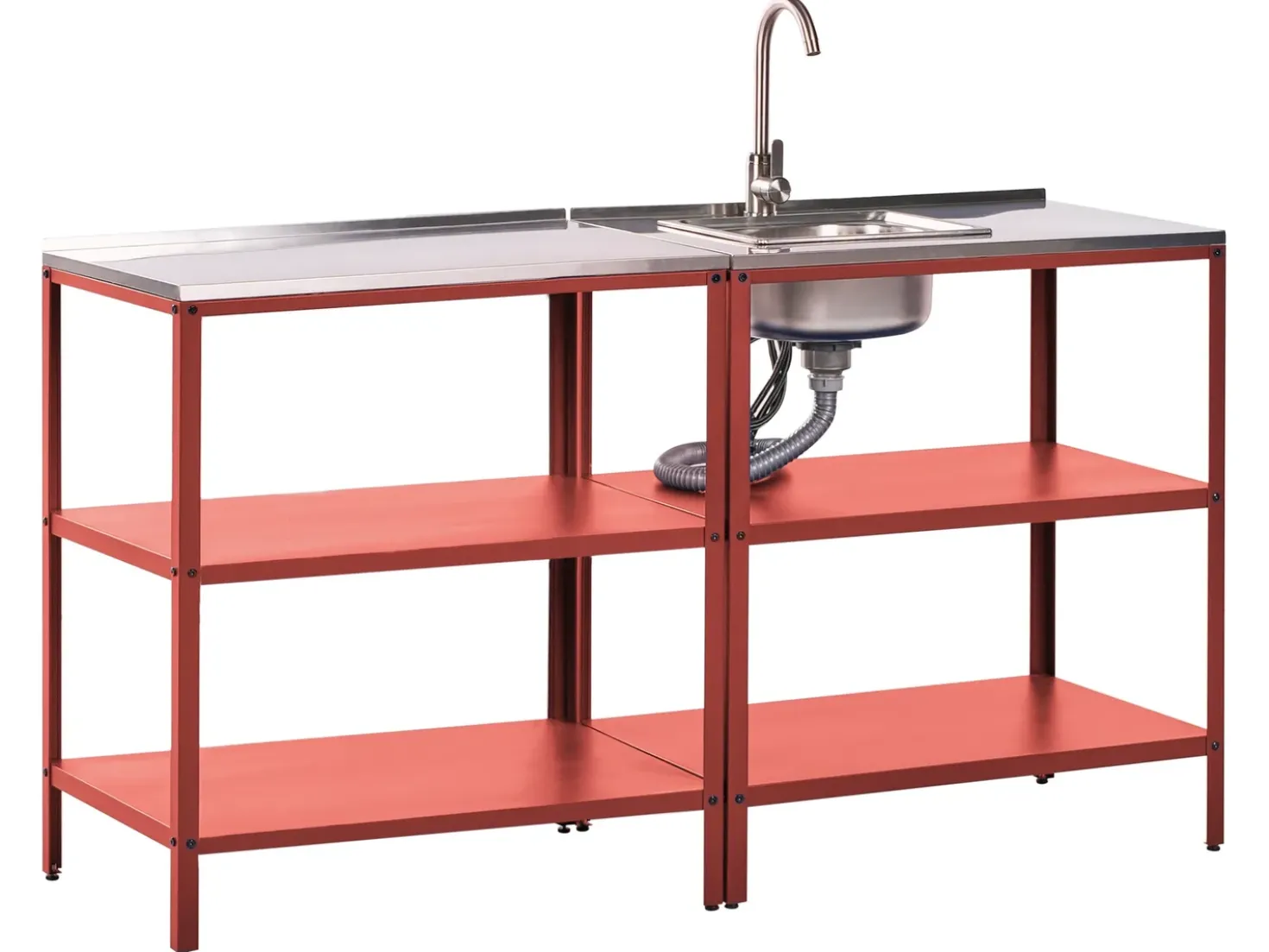 Set cucina da esterno 2 elementi con lavello VILAMA Metallo Rosso