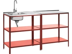 Set cucina da esterno 2 elementi con lavello VILAMA Metallo Rosso