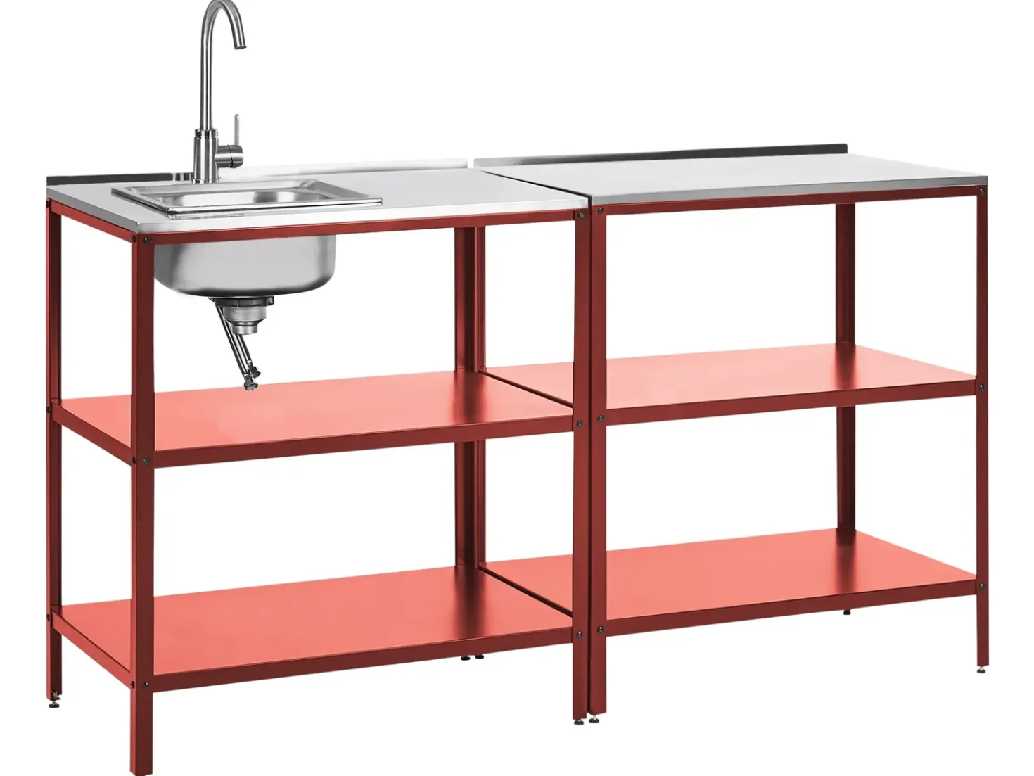 Set cucina da esterno 2 elementi con lavello VILAMA Metallo Rosso