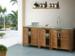Set cucina da esterno 3 elementi con lavello BRUCOLI Legno d'acacia Marrone/Argento