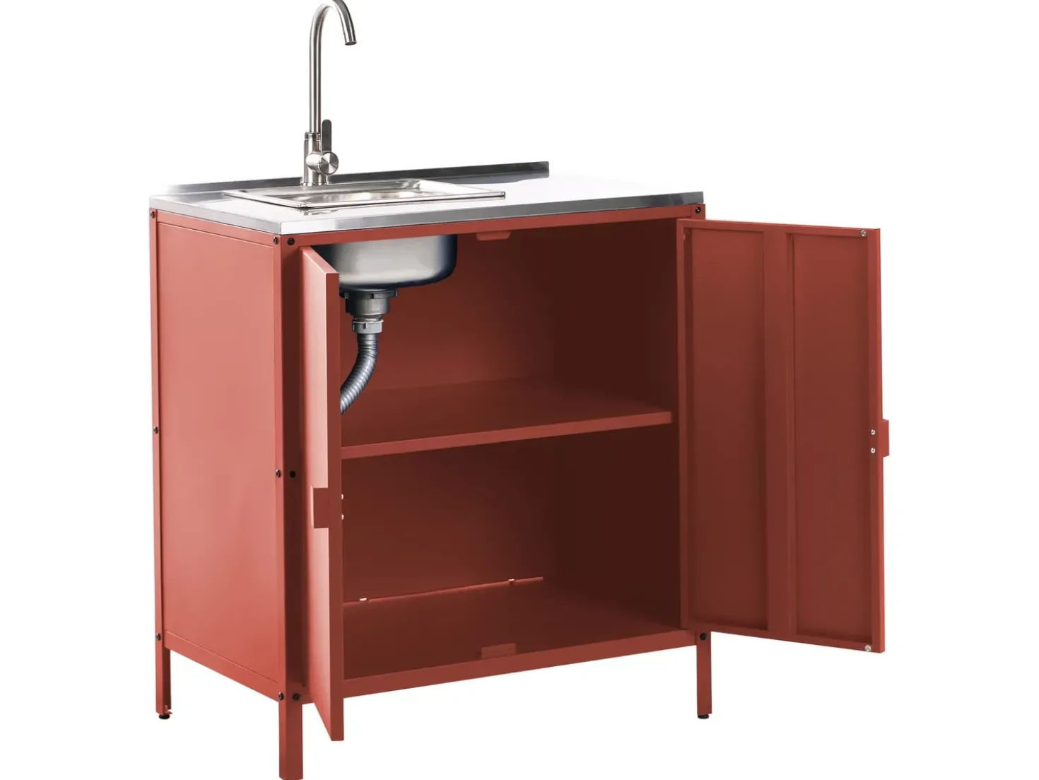 Set cucina da esterno 2 elementi con lavello VILAMA Metallo Rosso
