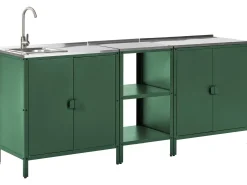 Set cucina da esterno 3 elementi con lavello VILAMA Metallo Verde